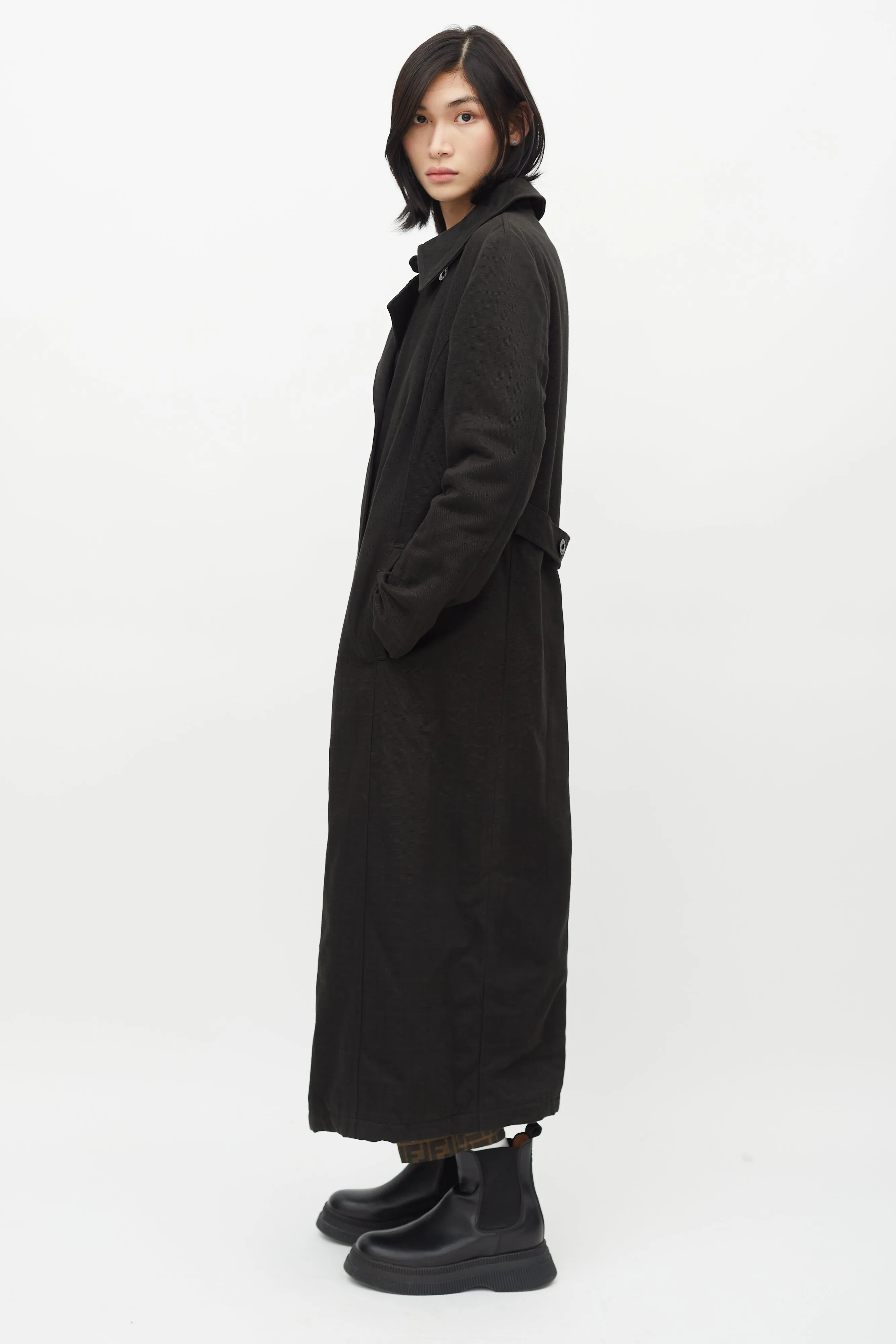 Vintage Black Zucca Monogram Double Breasted Coat