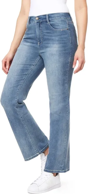 WallFlower Women's Juniors InstaVintage Fearless Curvy High-Rise Stretch Flip Flop Flare Ankle Jeans