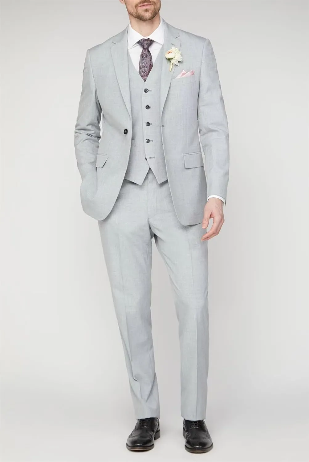 Wangyue Men's Suit Slim Fit 3 Piece Suit Men Wedding One Button Groomsmen Suits Formal Prom Jacket Blazers Vest Pants