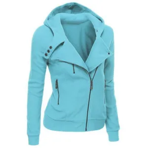 Warm Long Sleeve Zipper Pockets Collared Hooded Jackets