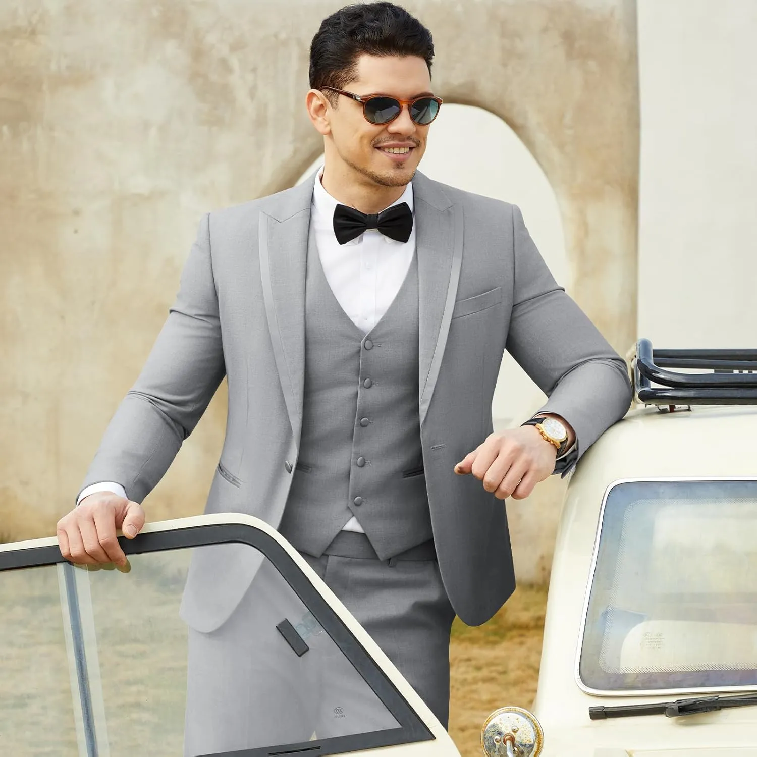 WEEN CHARM Men's 3 Piece Suit One Button Blazer Jacket Vest Pants Set Slim Fit Formal Wedding Business Suit Tuxedo Suit