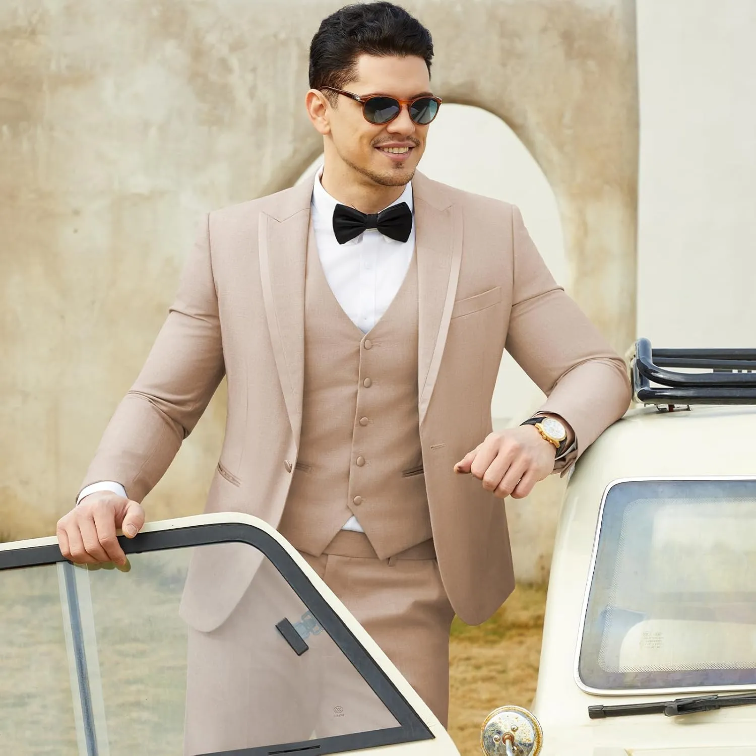 WEEN CHARM Men's 3 Piece Suit One Button Blazer Jacket Vest Pants Set Slim Fit Formal Wedding Business Suit Tuxedo Suit
