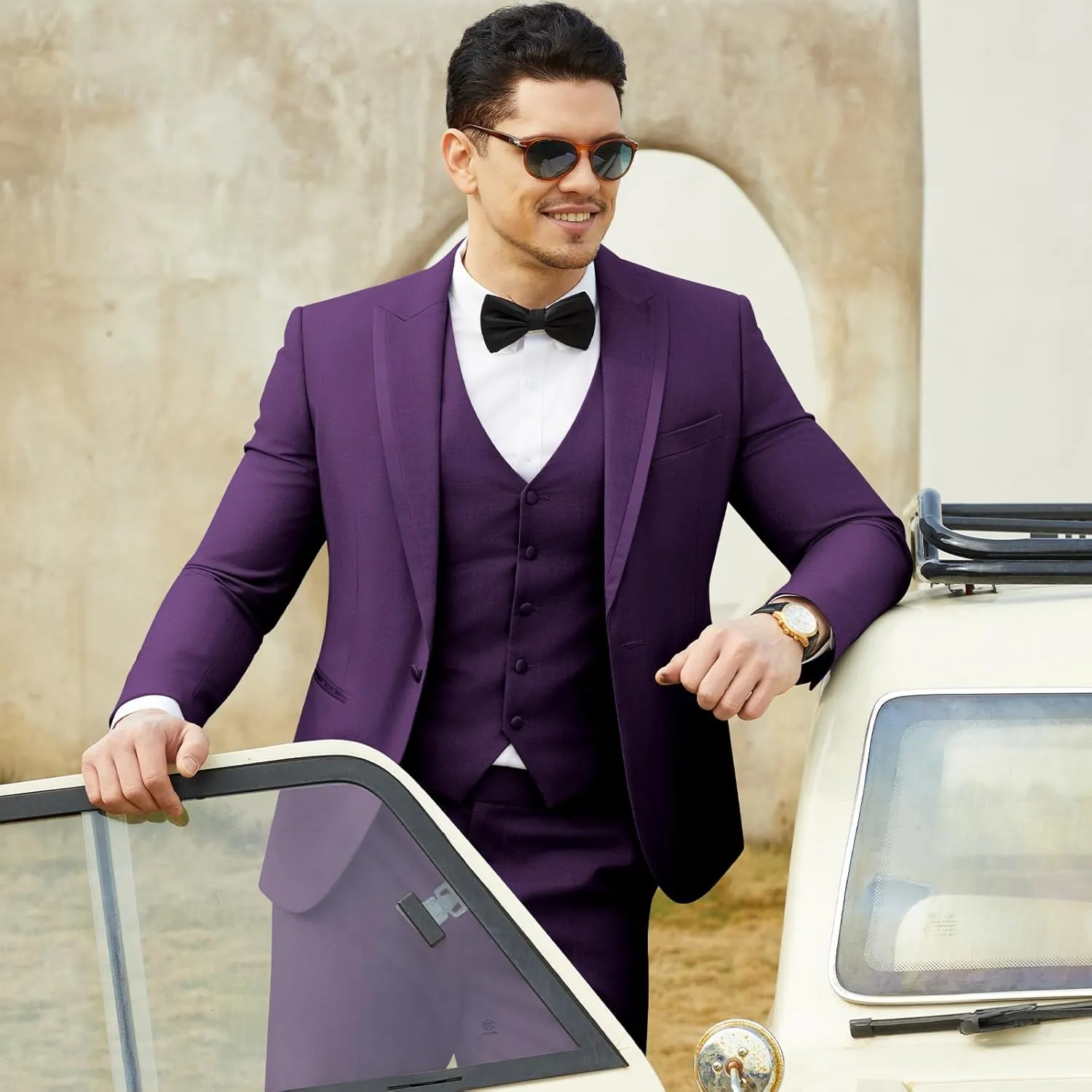 WEEN CHARM Men's 3 Piece Suit One Button Blazer Jacket Vest Pants Set Slim Fit Formal Wedding Business Suit Tuxedo Suit