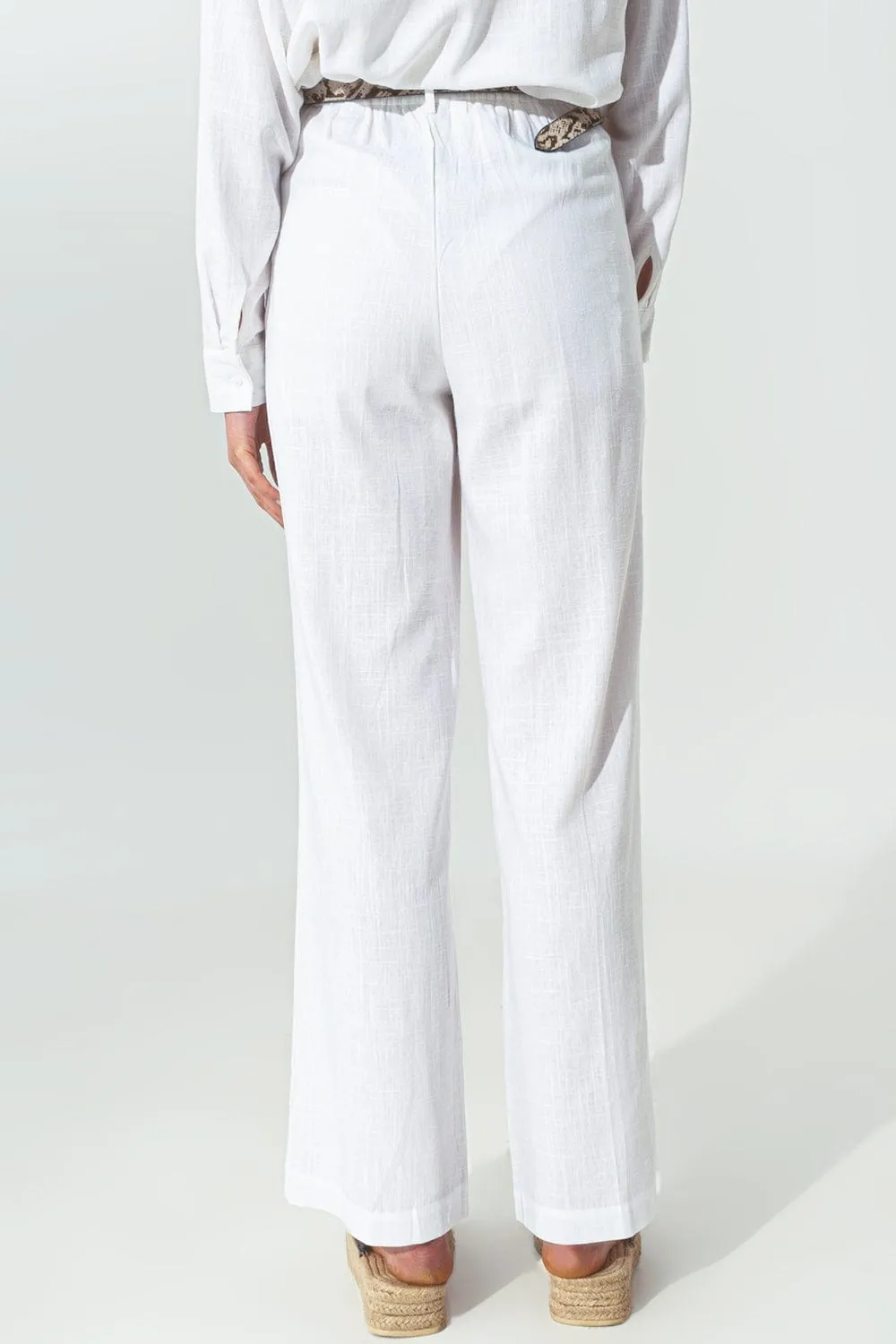 Wide-Legged Pants In Light Cotton Fabric In White