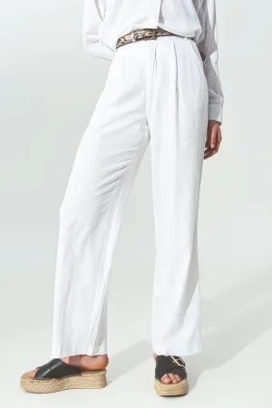 Wide-Legged Pants In Light Cotton Fabric In White