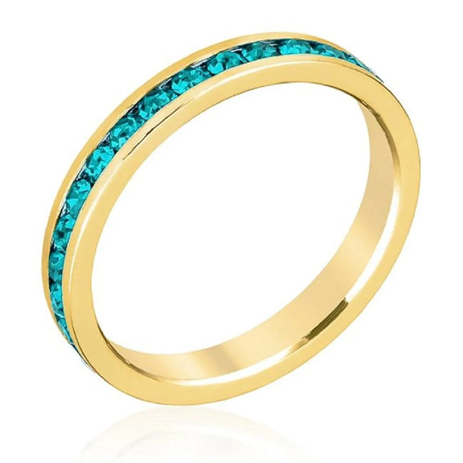 WildKlass Stylish Stackables Turquoise Crystal Gold Ring