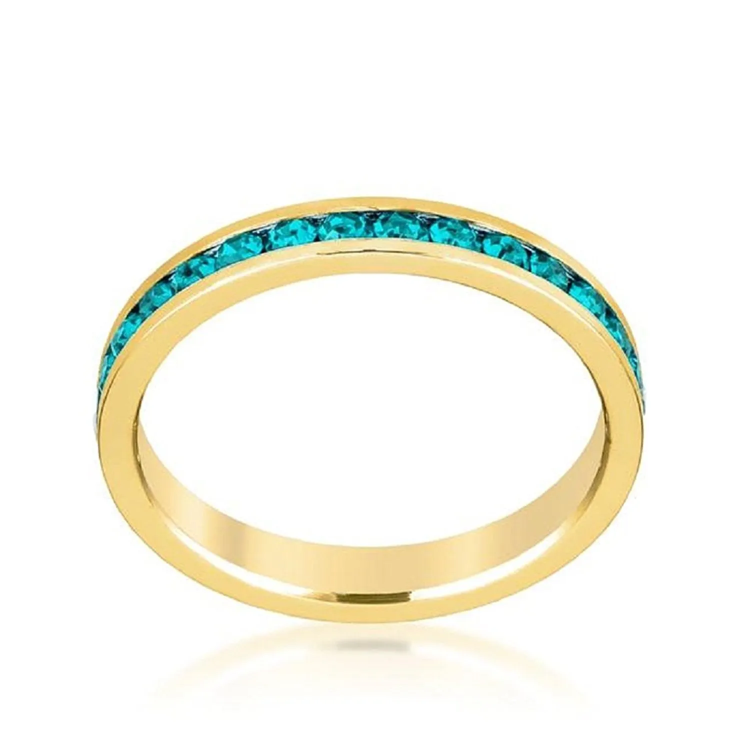 WildKlass Stylish Stackables Turquoise Crystal Gold Ring