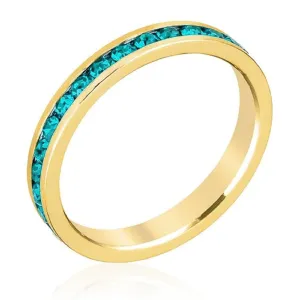 WildKlass Stylish Stackables Turquoise Crystal Gold Ring