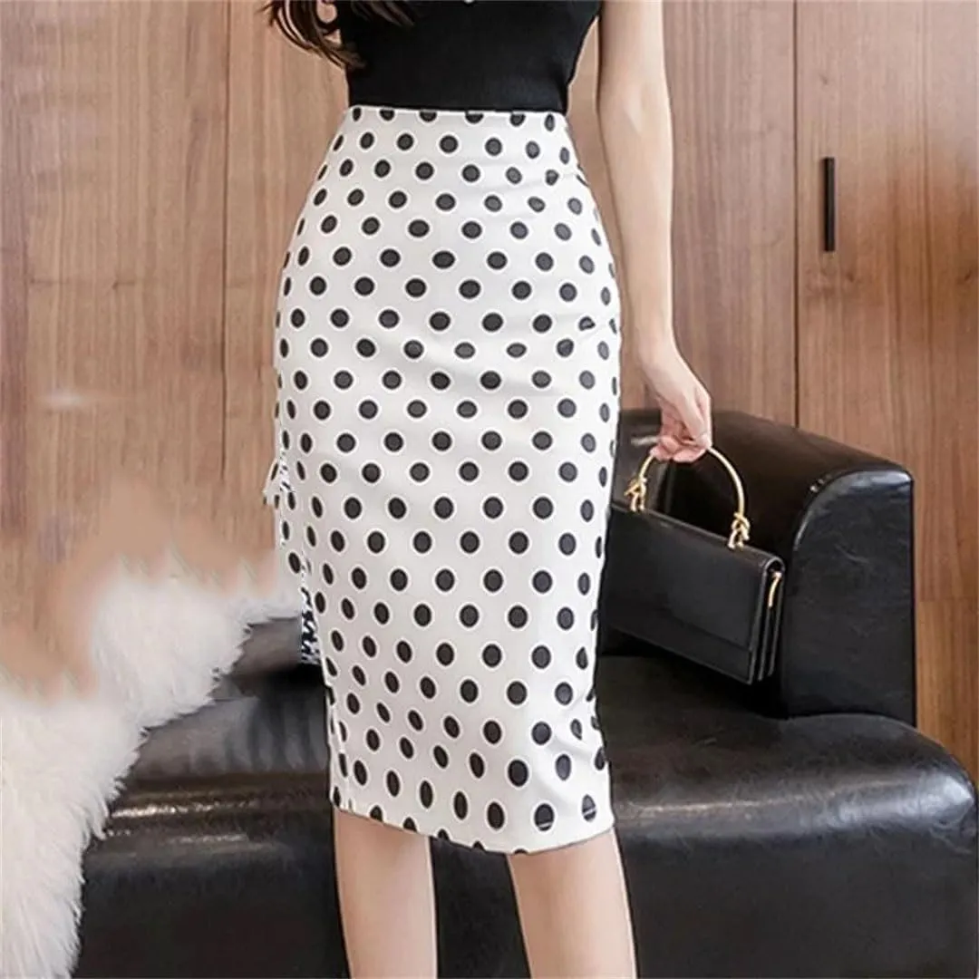 Women Printed Skirts White Long Pencil Skirt Clothing Sexy High Waist Office Bodycon Black Skirt