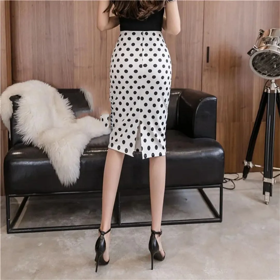 Women Printed Skirts White Long Pencil Skirt Clothing Sexy High Waist Office Bodycon Black Skirt