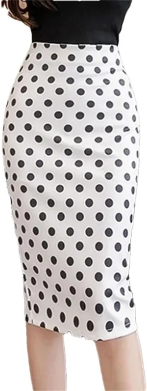 Women Printed Skirts White Long Pencil Skirt Clothing Sexy High Waist Office Bodycon Black Skirt