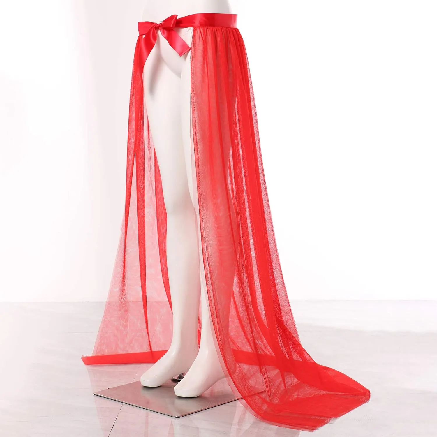 Women Tulle Tutu Long Skirts 3 Layered High Waist Bandage Mesh Maxi Skirts Wedding Party Cocktail Prom Skirt
