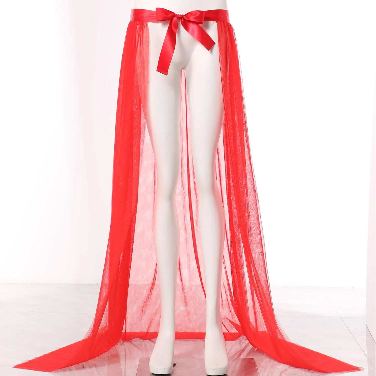 Women Tulle Tutu Long Skirts 3 Layered High Waist Bandage Mesh Maxi Skirts Wedding Party Cocktail Prom Skirt