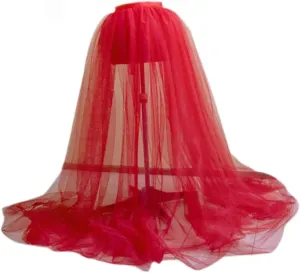 Women Tulle Tutu Long Skirts 3 Layered High Waist Bandage Mesh Maxi Skirts Wedding Party Cocktail Prom Skirt