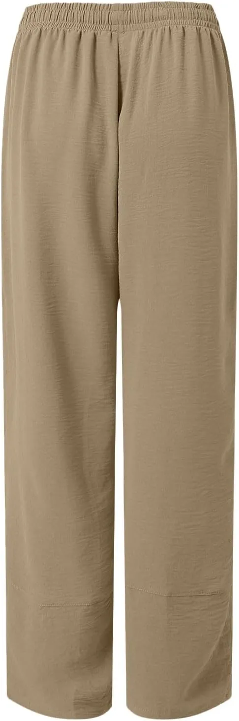 Women Wide Leg Pants Baggy Wide Leg Drawstring Elastic Waisted Palazzo Harem Trousers with Pockets 2025