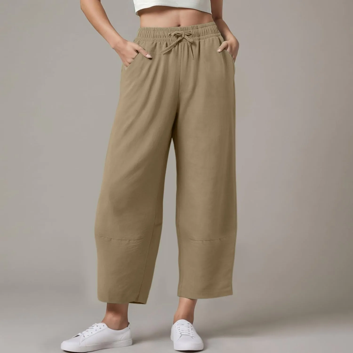 Women Wide Leg Pants Baggy Wide Leg Drawstring Elastic Waisted Palazzo Harem Trousers with Pockets 2025