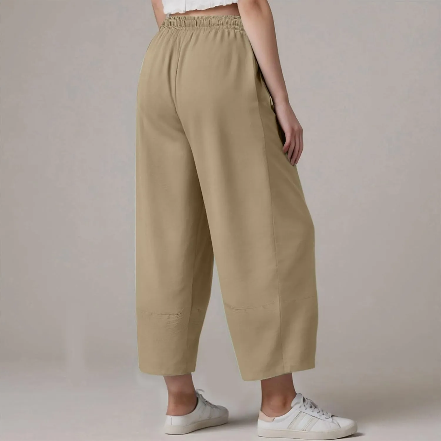 Women Wide Leg Pants Baggy Wide Leg Drawstring Elastic Waisted Palazzo Harem Trousers with Pockets 2025