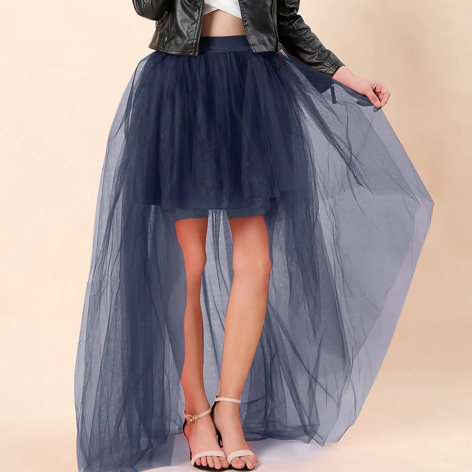 Women's A-Line High Waisted Midi Skirt Short Thin Women's Sexy Skirts Sexy Black Mesh Skirt Front Massage Table