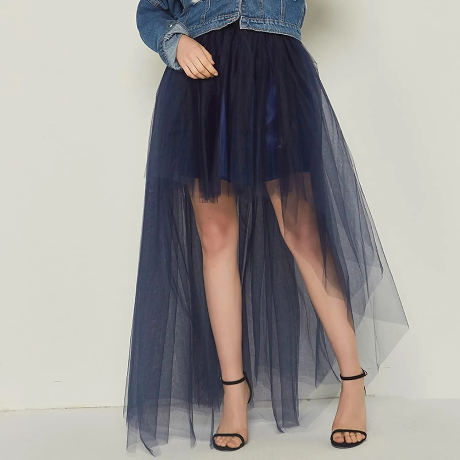Women's A-Line High Waisted Midi Skirt Short Thin Women's Sexy Skirts Sexy Black Mesh Skirt Front Massage Table