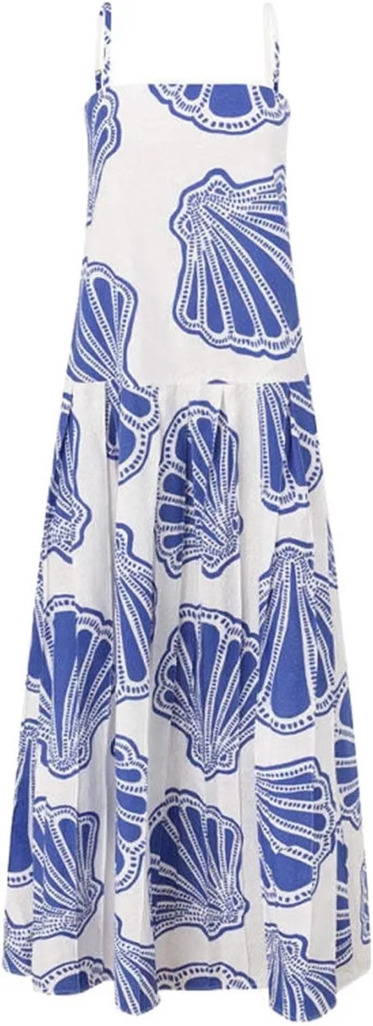 Womens Boho Floral Maxi Dress Y2k Sleeveless Sundress Print Spaghetti Strap A Line Dress Vacation Beach Sundress