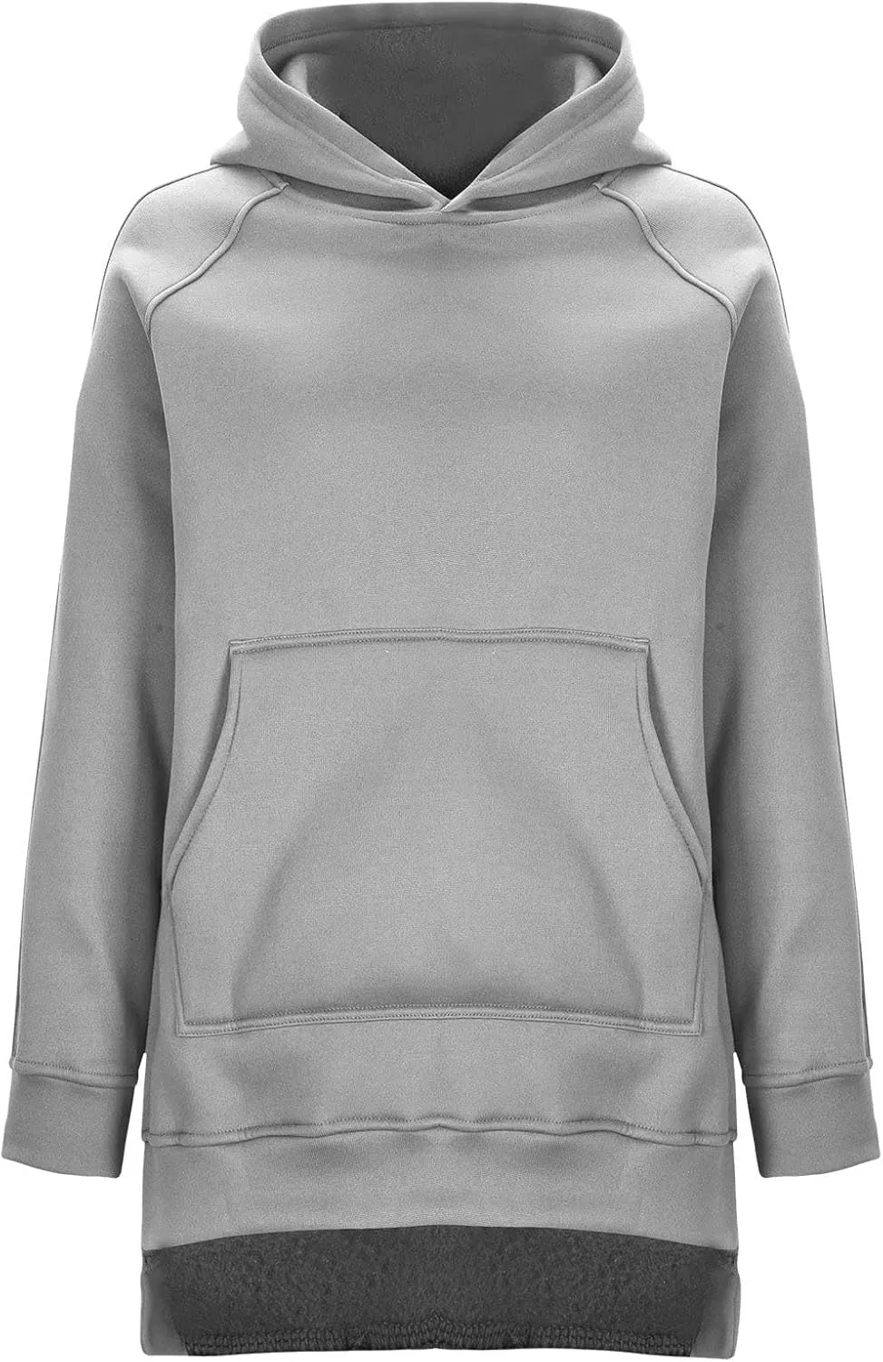 Women's Casual Long Hoodies Oversized Thick Fleece Solid Color Hooded Sweatshirt Pullover Side Split High Low Hem Tops