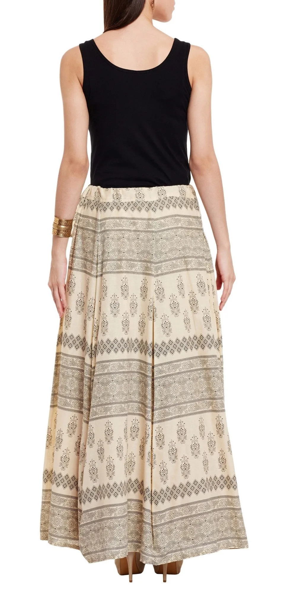 Womens Cotton Printed Skirt Ethnic And Tribal Motifs ,Large,Black