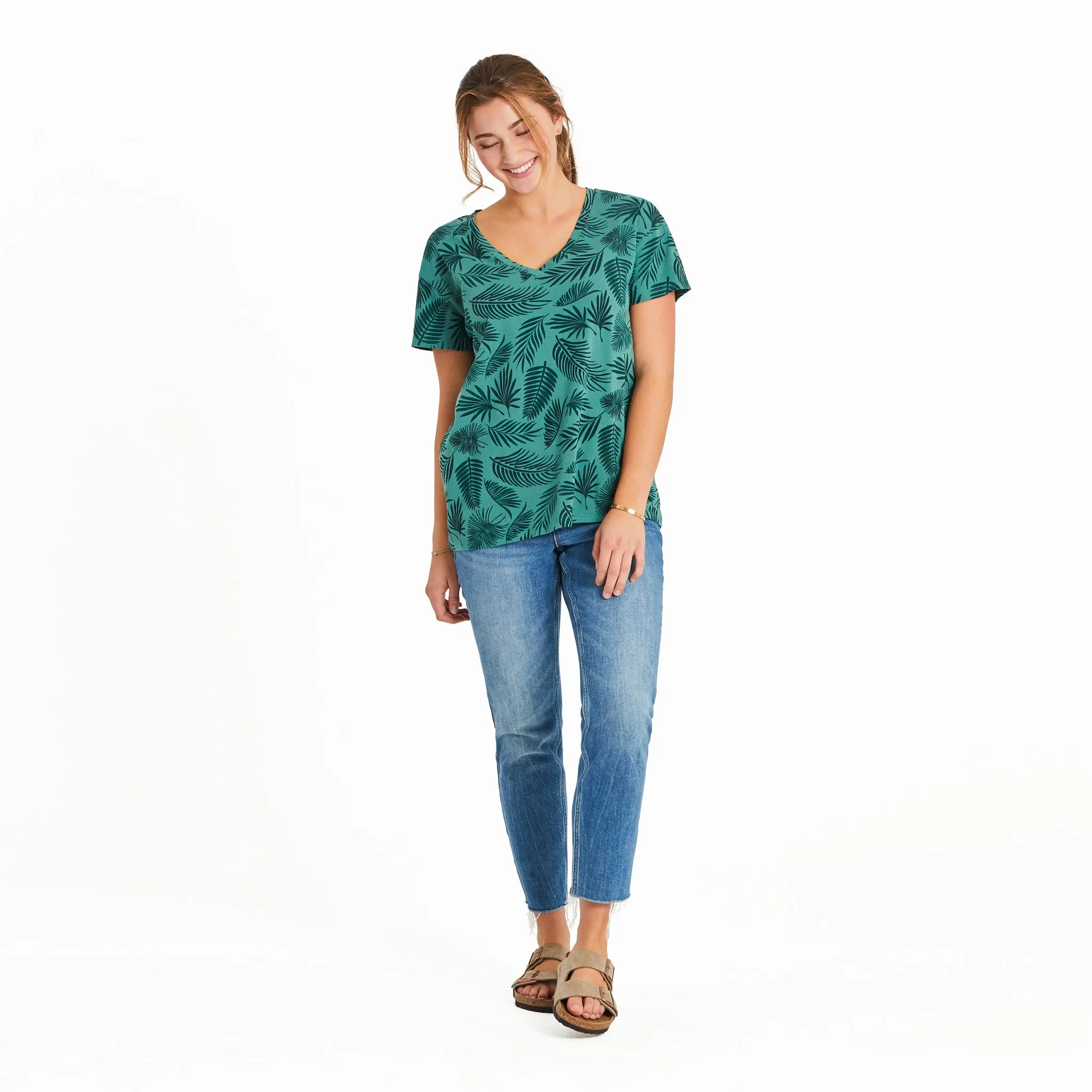 Women's Falling Ferns Pattern Crusher-LITE Easy Vee