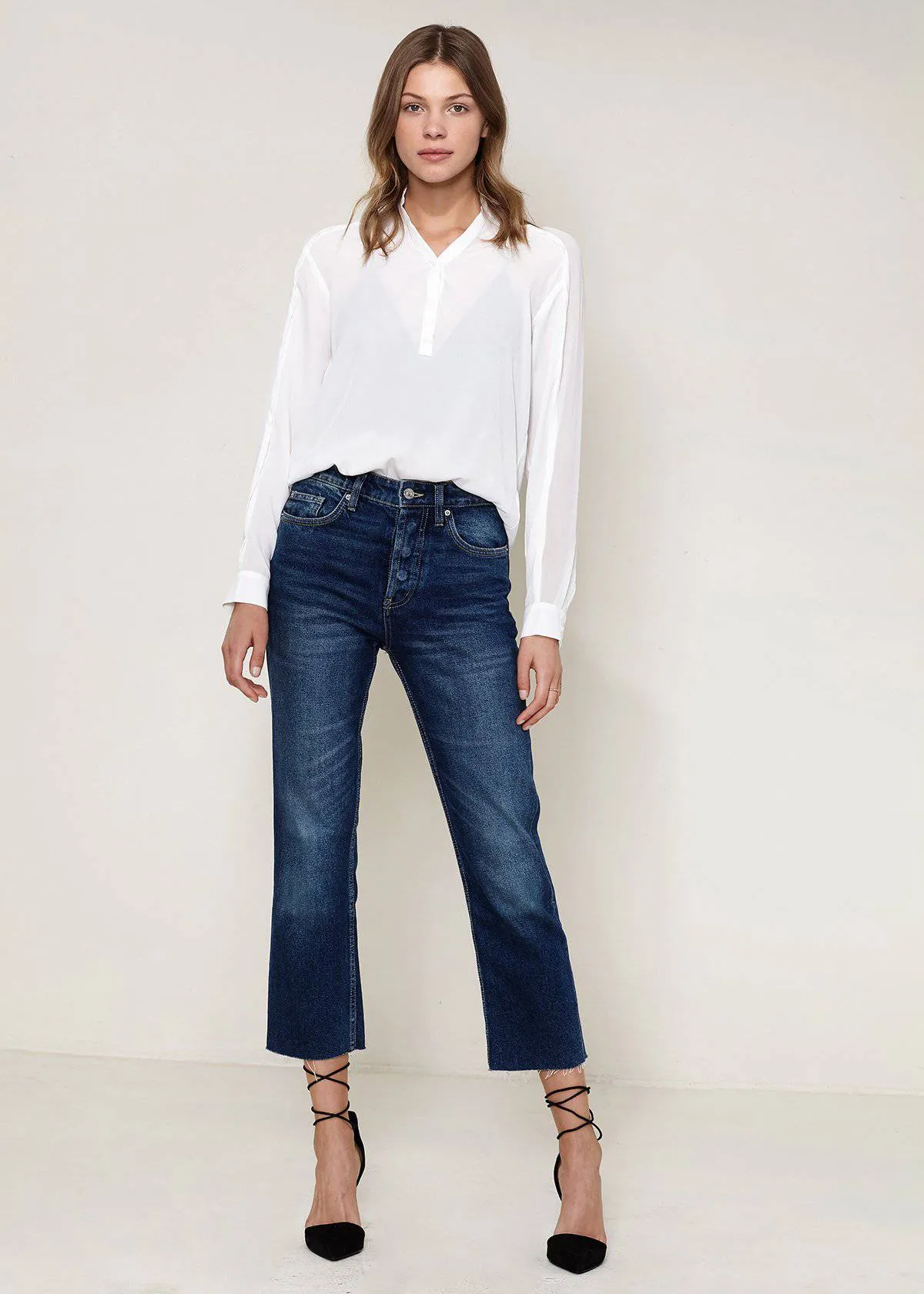 Women's Mandarin Collar Shirt Blouse