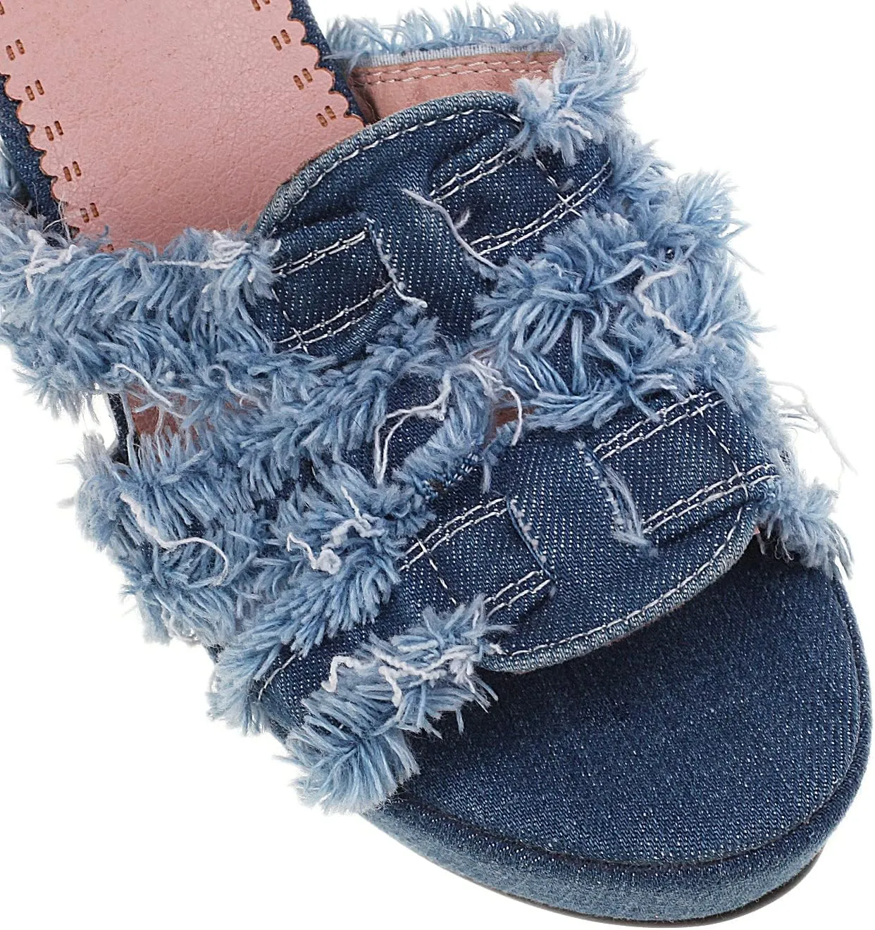 Women's Open Toe Denim High Heeled Sandals Fashion Comfortable Ankle Strap Stiletto Shoes