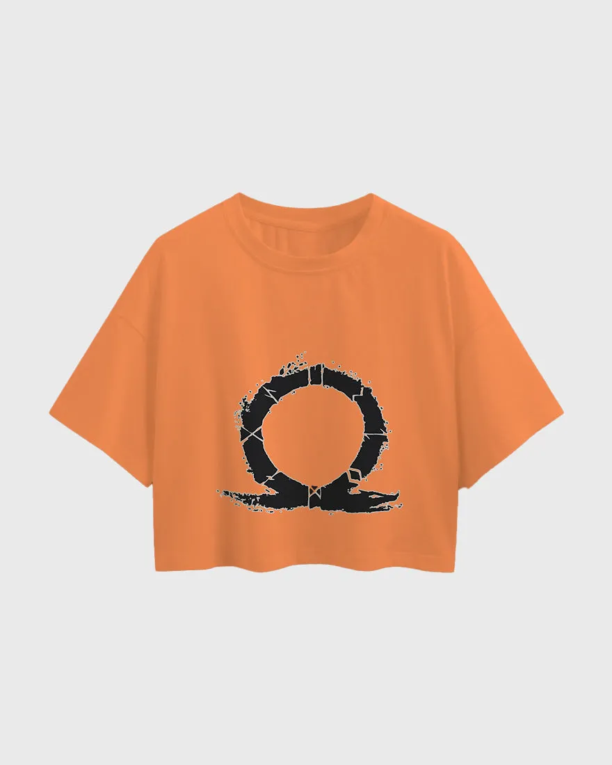 Womens Oversized Cropped TShirt Gaming God Of War Logo
