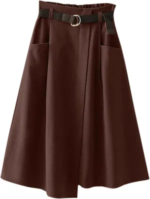 Womens Retro Skirt Skirts for Women Trendy Ruffle Layered Pleated Skirts Solid Ankle Length Midi Skirt Elastic