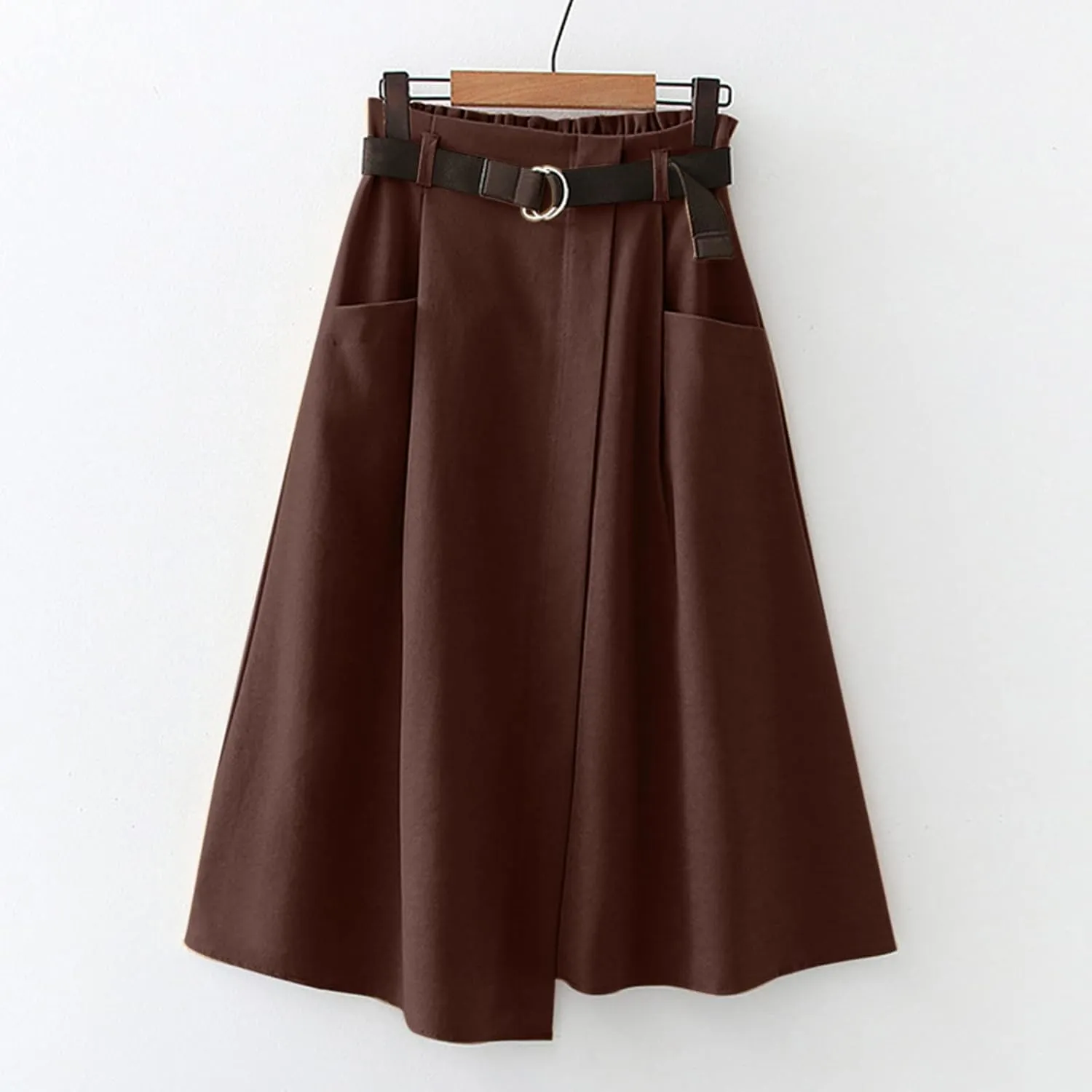 Womens Retro Skirt Skirts for Women Trendy Ruffle Layered Pleated Skirts Solid Ankle Length Midi Skirt Elastic