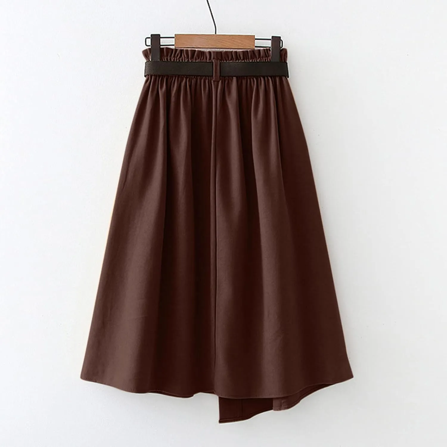 Womens Retro Skirt Skirts for Women Trendy Ruffle Layered Pleated Skirts Solid Ankle Length Midi Skirt Elastic