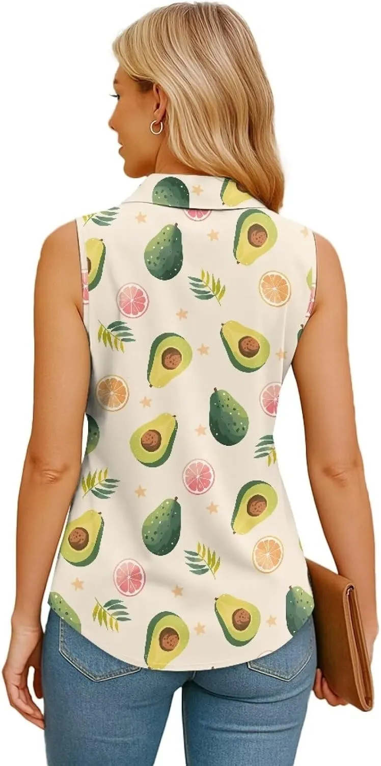 Women's Sleeveless Golf Shirts Quick Dry Casual Button Down Athletic Tank Tops Workout Blouse T Shirt