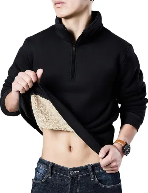 Yeokou Mens Fashion Warm Fleece Crewneck Sweatshirt Thick Sherpa Lined Pullover Tops