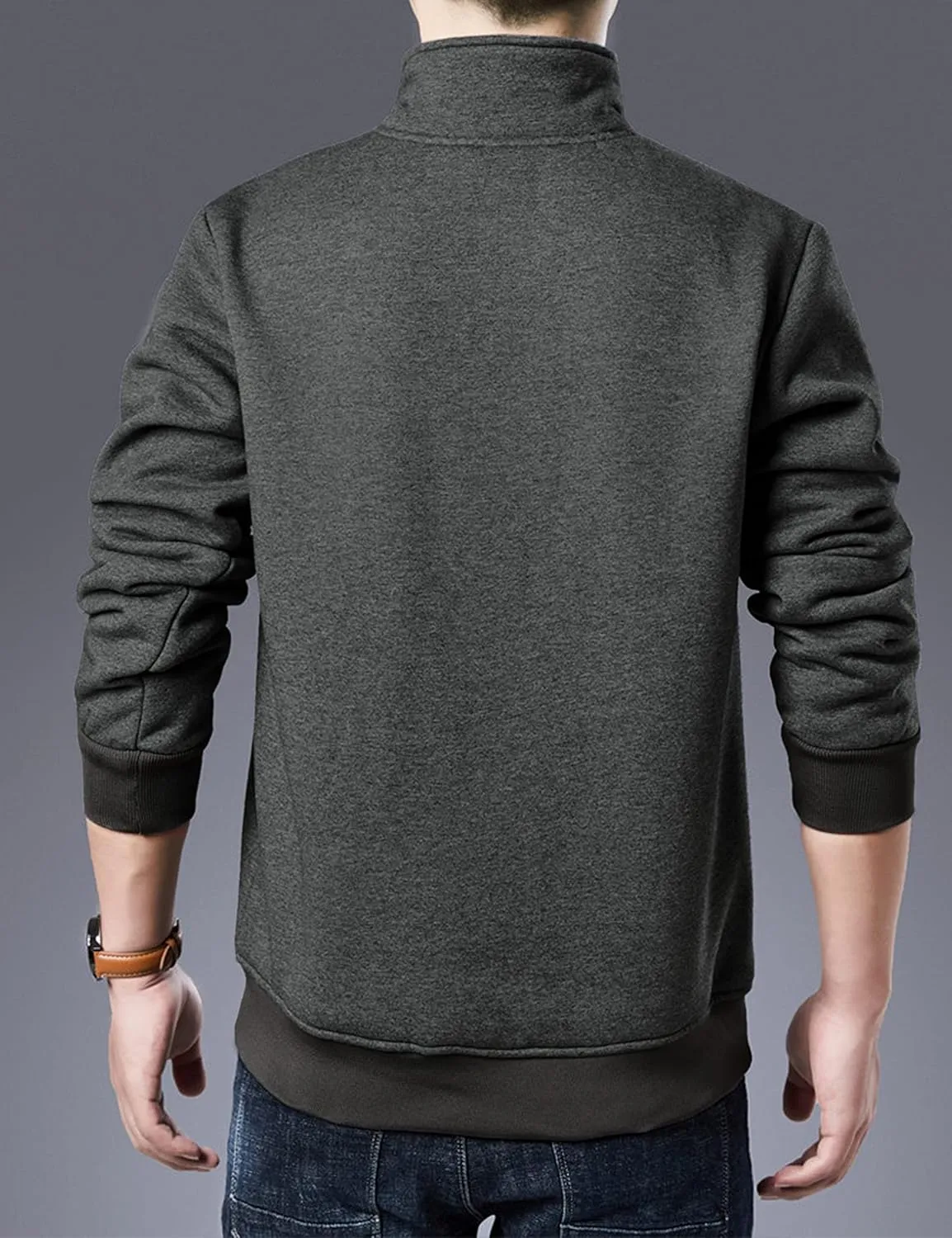 Yeokou Mens Fashion Warm Fleece Crewneck Sweatshirt Thick Sherpa Lined Pullover Tops