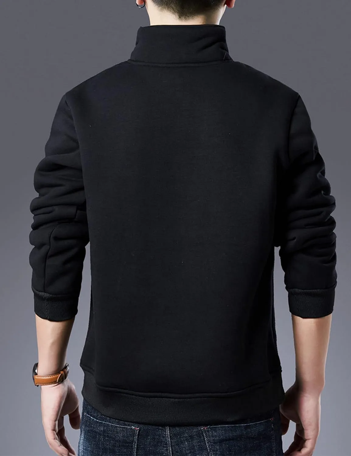 Yeokou Mens Fashion Warm Fleece Crewneck Sweatshirt Thick Sherpa Lined Pullover Tops