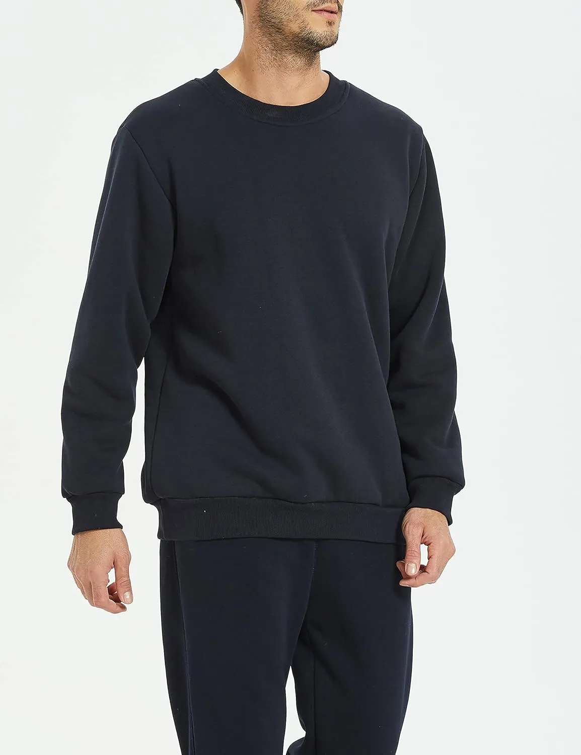 Yeokou Mens Fashion Warm Fleece Crewneck Sweatshirt Thick Sherpa Lined Pullover Tops