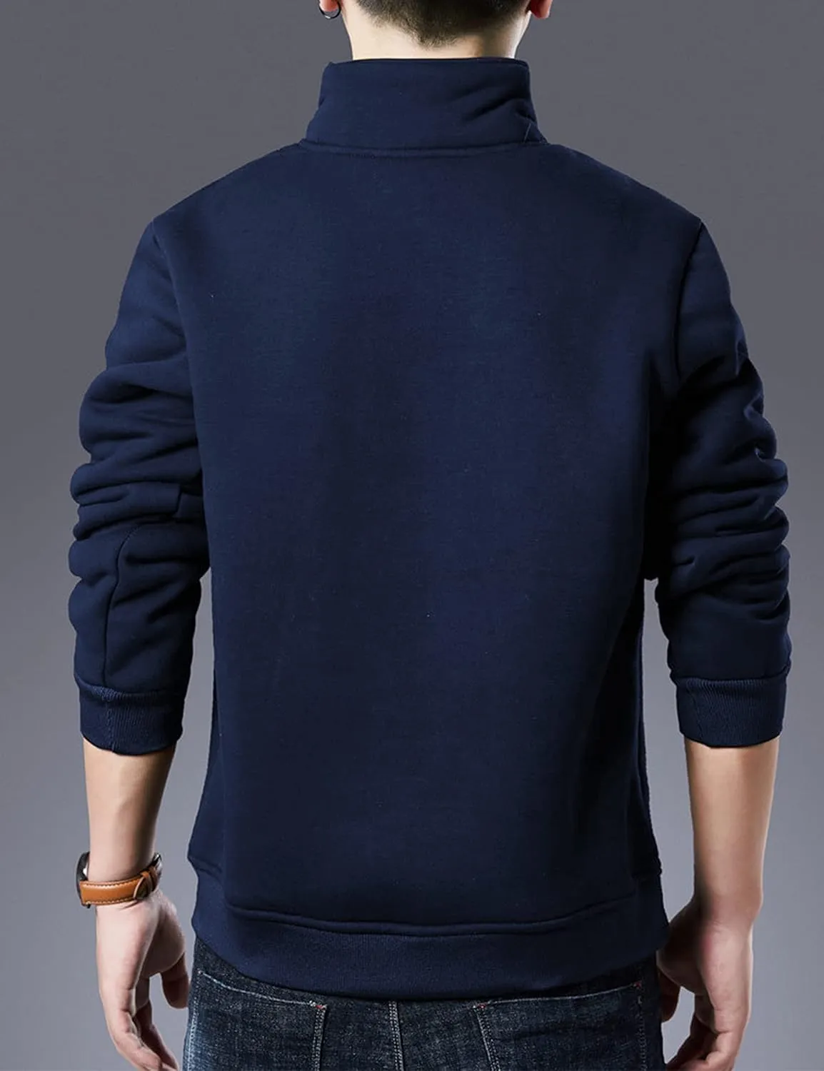 Yeokou Mens Fashion Warm Fleece Crewneck Sweatshirt Thick Sherpa Lined Pullover Tops