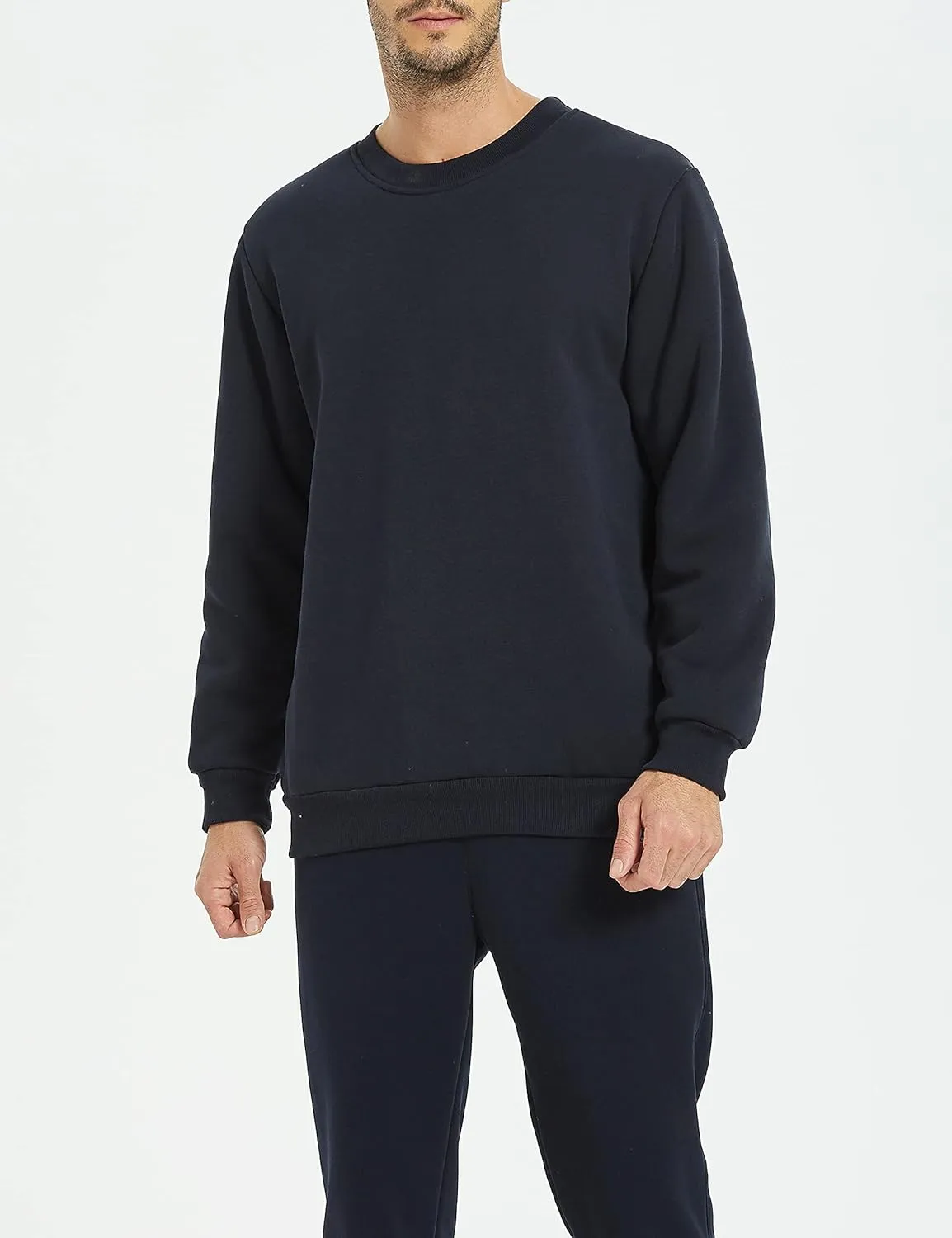 Yeokou Mens Fashion Warm Fleece Crewneck Sweatshirt Thick Sherpa Lined Pullover Tops
