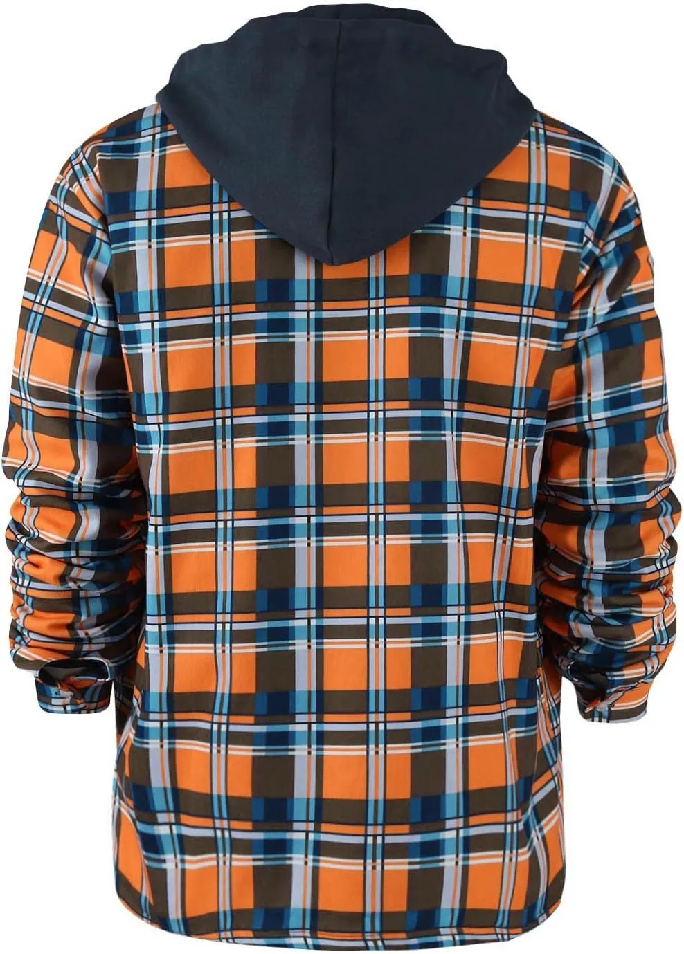 Ymosrh Hoodies for Men Quilted Lined Button Down Plaid Shirt Add Velvet to Keep Warm Jacket with Hood Mens Jackets